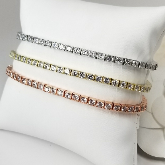 Bracelet / Anklet Pave CZ Diamond Slider NEW - Picture 5 of 11